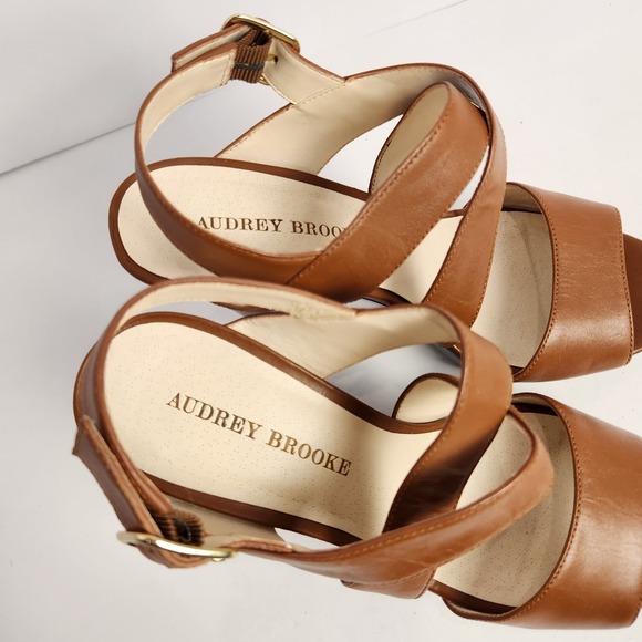Audrey Brooke Women's Open Toe Strappy Slingback Platform Sandals Brown Size 7M - Picture 5 of 7